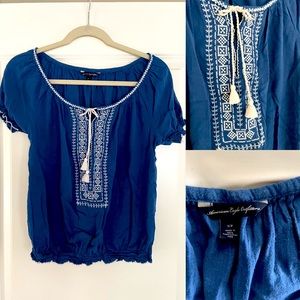 Blue Boho blouse in size S